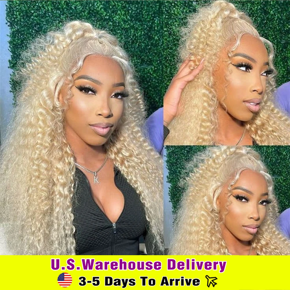 Honey Blonde Long Curly Deep Water Wave Lace Front Wig Human Hair 13x4 13x6 Lace Front Wig Curly Hair For Black Women 210Density