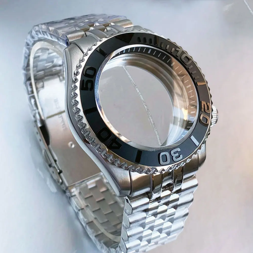 Obudowa zegarka do nurkowania 41mm SKX007, bransoleta, szkło szafirowe bomba, wodoszczelność 200m, przezroczysty dekiel, koronka 3.8, pasuje do mechanizmów NH35 NH36