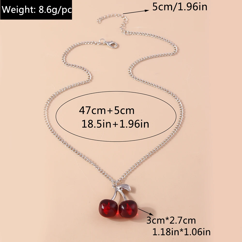 Aihua Neue Reizende Gold Farbe Rote Kirsche Anhänger Halskette Für Frauen Persönlichkeit Halskette Hochzeit Schmuck Geburtstag Geschenke – Detail 11