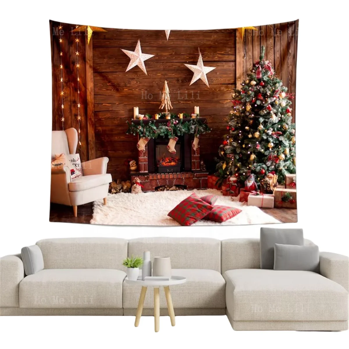 Wishing Tree Stars Christmas Themed Decorative Tapestries Make The Bedroom Look More Sophisticated