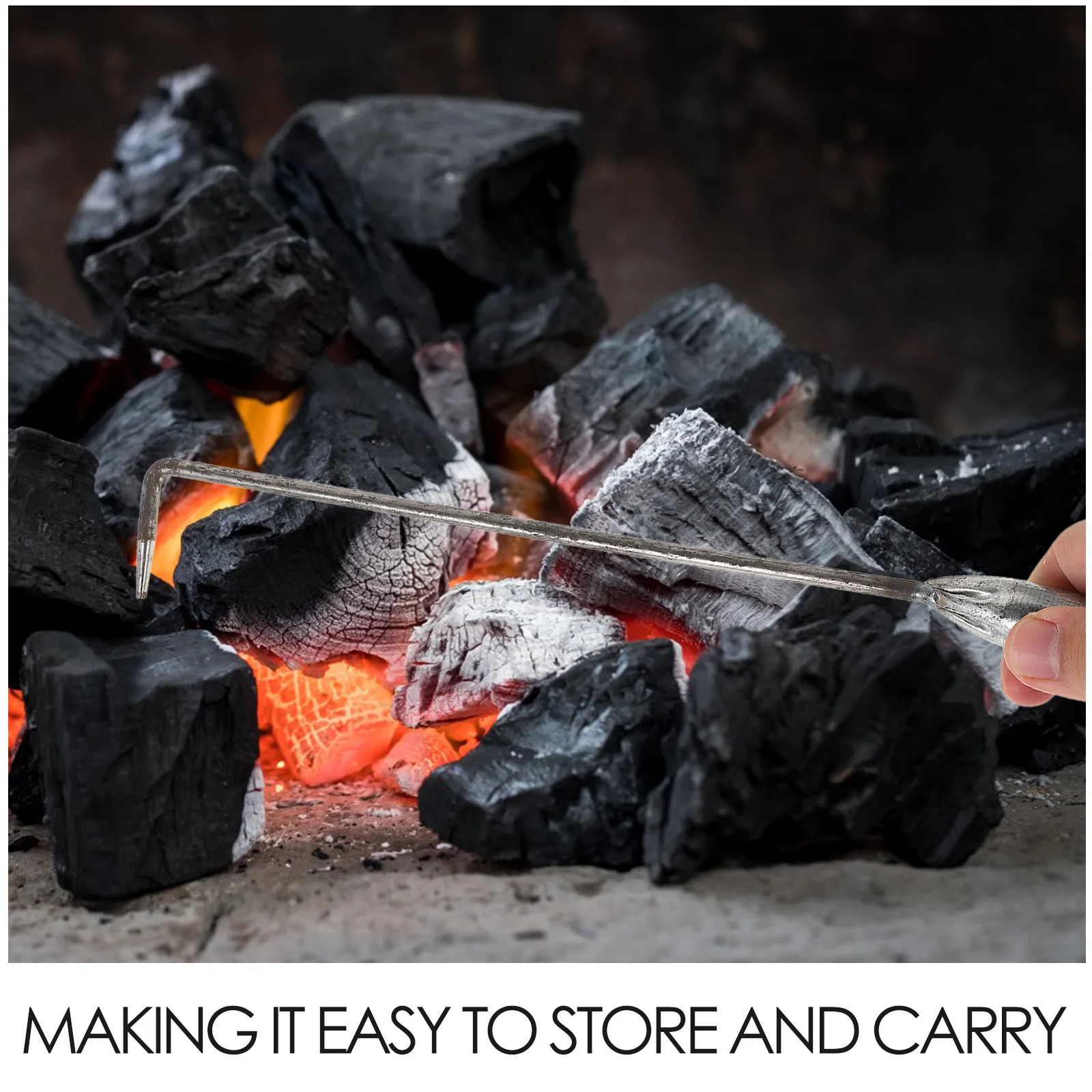 معدن النار بوكر مقبض مريح نونسليب تصميم مدمج داخلي في الهواء الطلق الموقد المعسكر ملحق النار لعبة البوكر التخييم