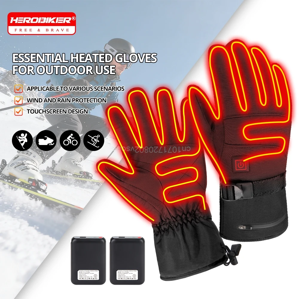 

Мотоциклетные перчатки с подогревом, теплые термоперчатки, зимние лыжи, сноуборд, охота, рыбалка, водонепроницаемые перезаряжаемые перчатки с подогревом