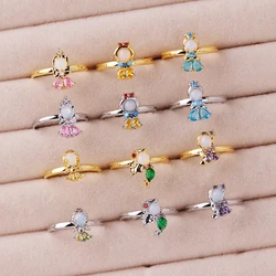 New Multicolor Sweet Cubic Zirconia Crystal Ring Gold Color Plated Women Girls Bague Jewelry