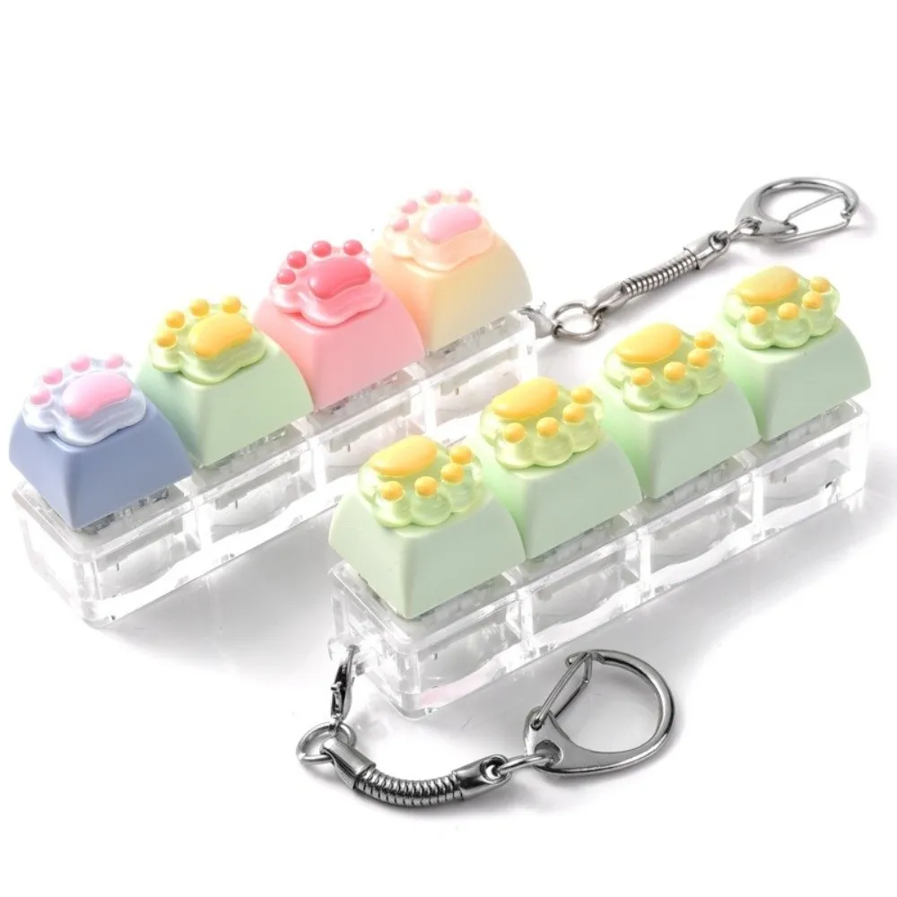 4 Keys Cat's Paw Keyboard Fidget Toy Clicky Button Relaxing Stress Relief Fidget Anxiety Relief Fidget Keychain Fun Toys