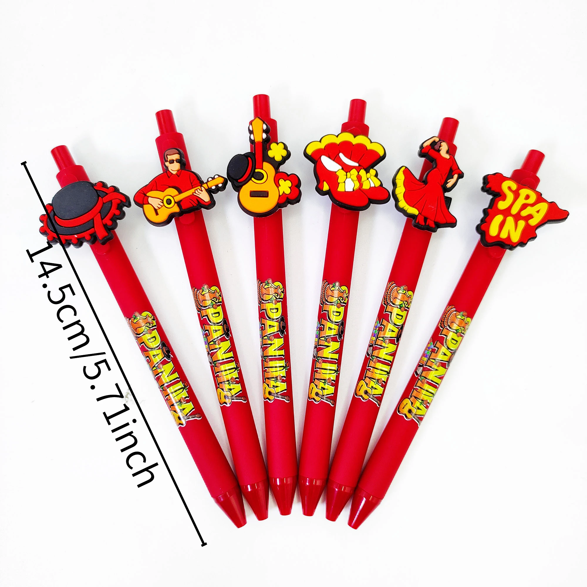 6pcs/12pcs Spanish themed printed ballpoint pens for students to write stationery and office meeting minutes pens.