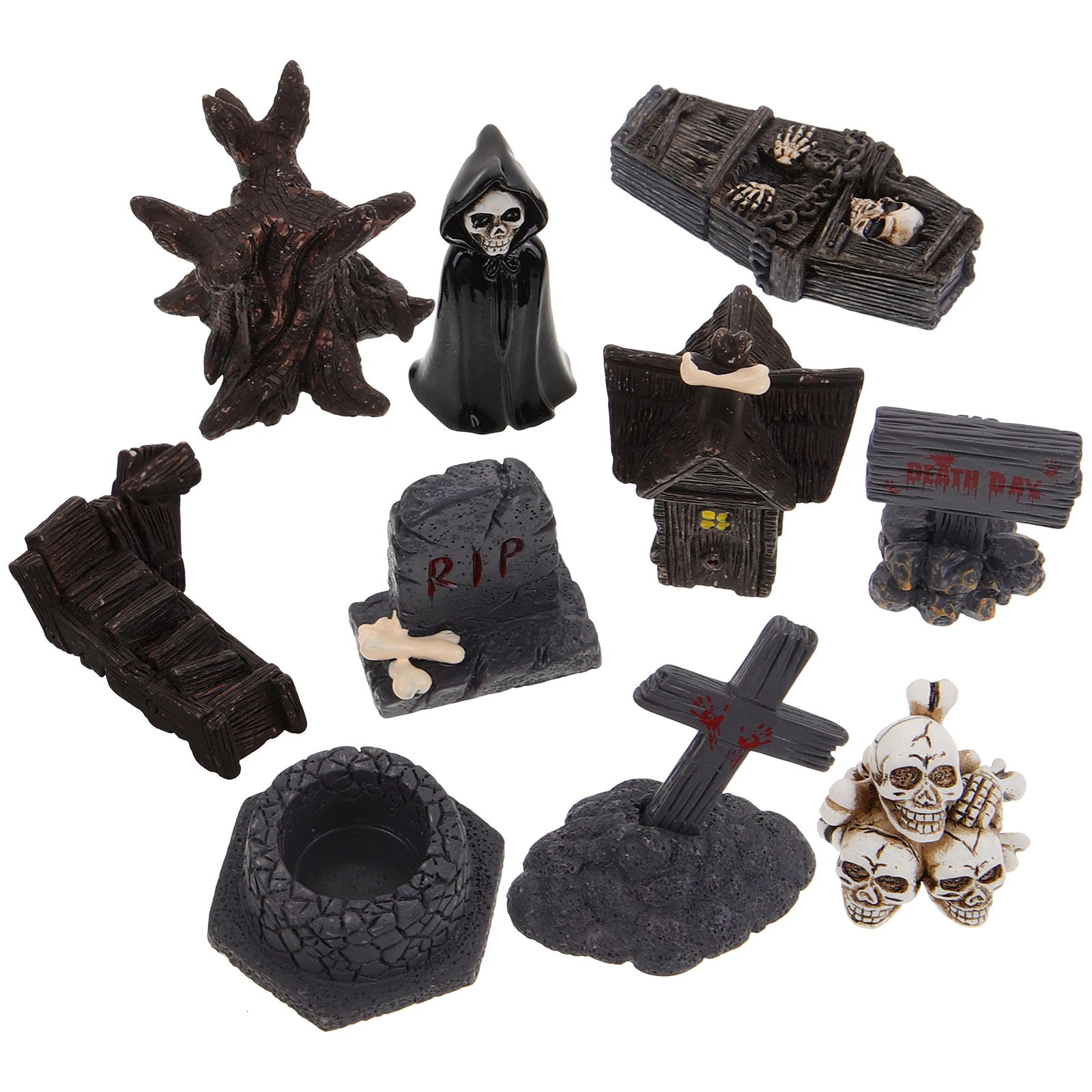 

10pcs Skull naments Halloween Crafts Ghost Miniatures Home Decor Resin Figurines Table Decoration Miniature Things Bulk