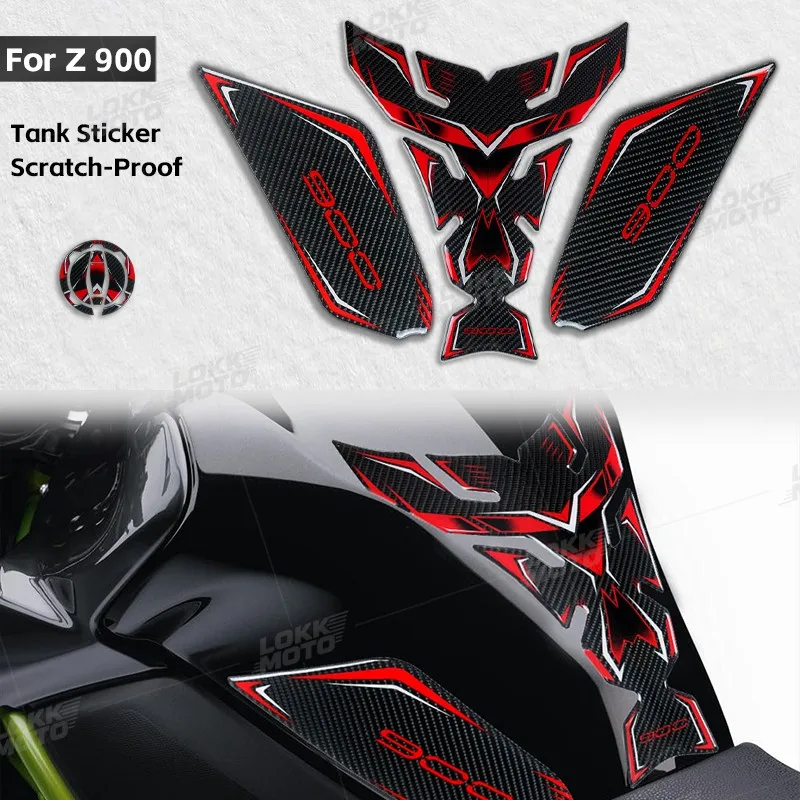 3D Carbon Motorrad-Tankpad, Tankdeckel-Dekor-Aufkleber-Set, Schutz-Zubehör für Z 900 Z900 Z900 SE 2020-2024