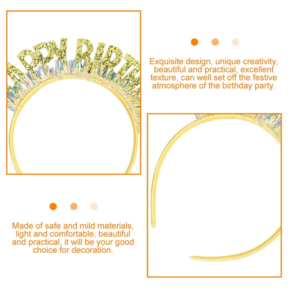 

2pcs Glitter Birthday Hat Headbands Plastic Decorative Princess Party Supplies Adorable Headdress Children Fun Festive