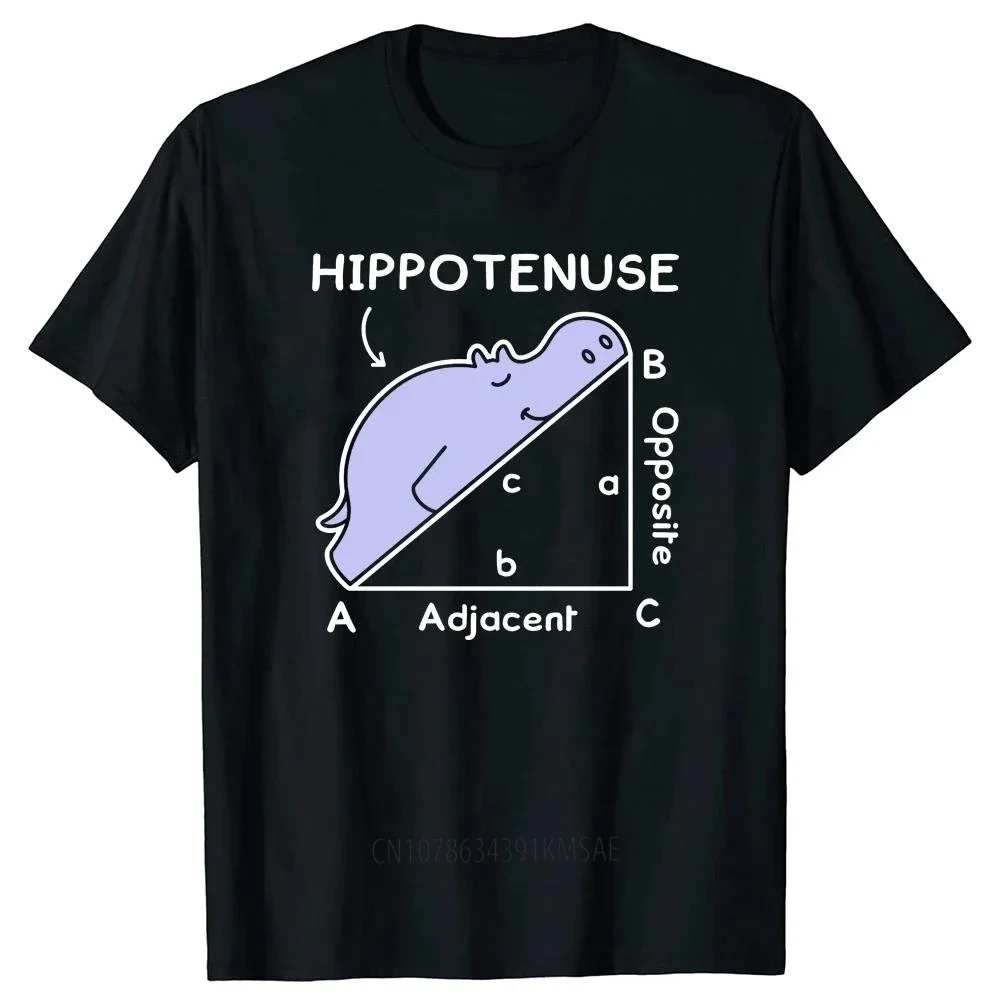 Cool Hippo Sleeping On Math Problem Printing Hippopotamus Tee Tops Round Neck Short-Sleeve Animal Tshirt Casual Basic T-shirts