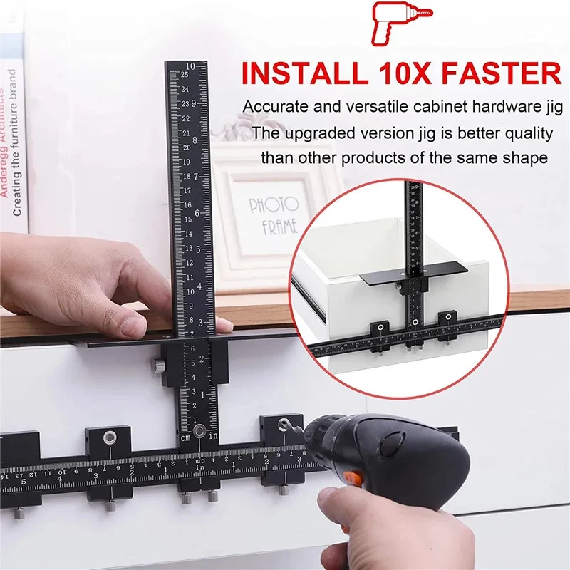 Imagem -04 - Alumínio Alloy Cabinet Template Hardware Jig Instalação Precisa Rápida Porta Gaveta Puxador Guia de Broca Ajustável