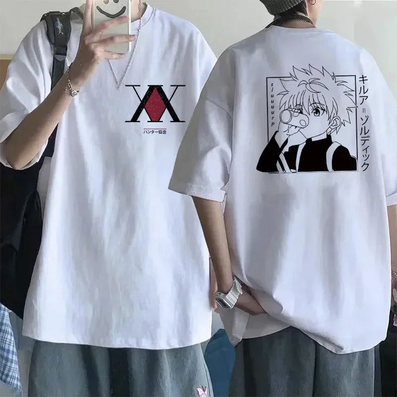 Camiseta de Manga Hisoka Kawaii Hunter X Hunter Killua Zoldyck, divertida camiseta de dibujos animados de Anime, Kurapika HxH Devil Eye, camisetas