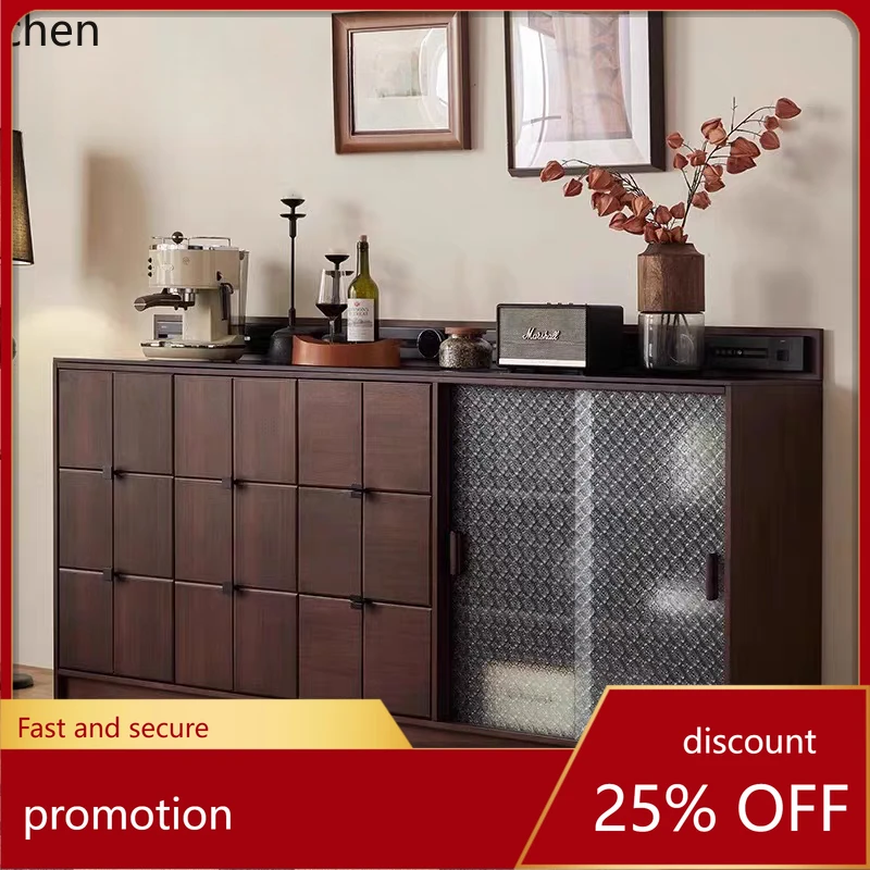 

ZML Nordic solid wood dining side cabinet kitchen storage living room tea cabinet rock slab entrance storage cabinet