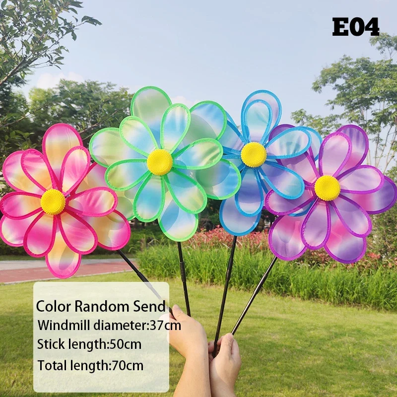 Foldable Sunflower Pinwheel with Colourful Sequins Wind Spinner for Outdoor Play Camping Picnic Garden Decoration Windmill Gift