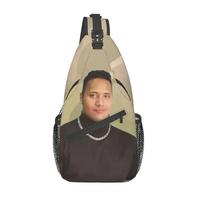 Fashion Funny Johnson The Rock Dwayne Meme Crossbody Sling Backpack Men Shoulder Chest Bag for Camping Biking