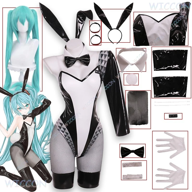 

‌Hat sune Mikuku Bunny Girl Racing Queen Costume Anime Project Sekai Sexy Cosplay Outfit Cute Maid Uniform Party Dress Halloween