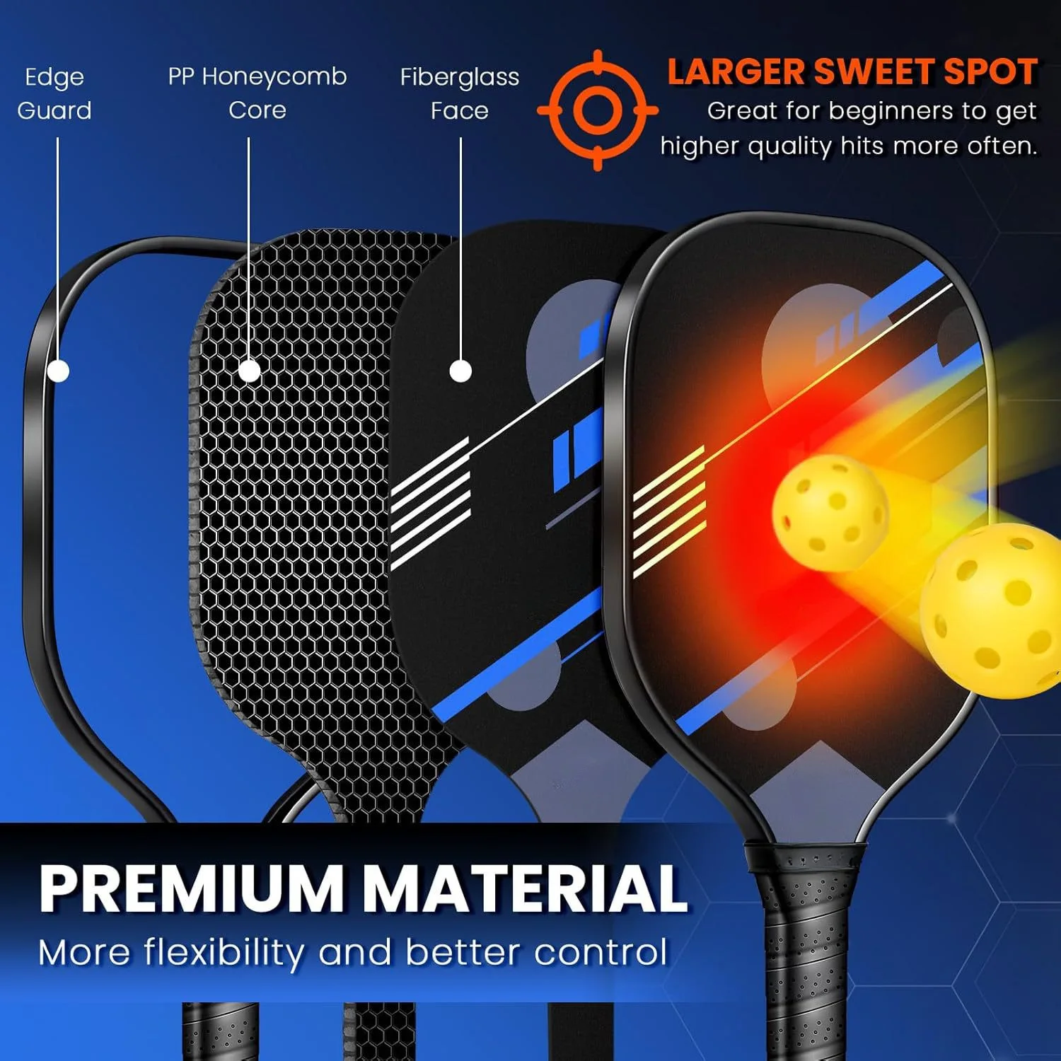 ไม้พิกเกิลบอลไฟเบอร์กลาส ชุดเต็มพร้อมลูกบอล สำหรับกีฬากลางแจ้ง