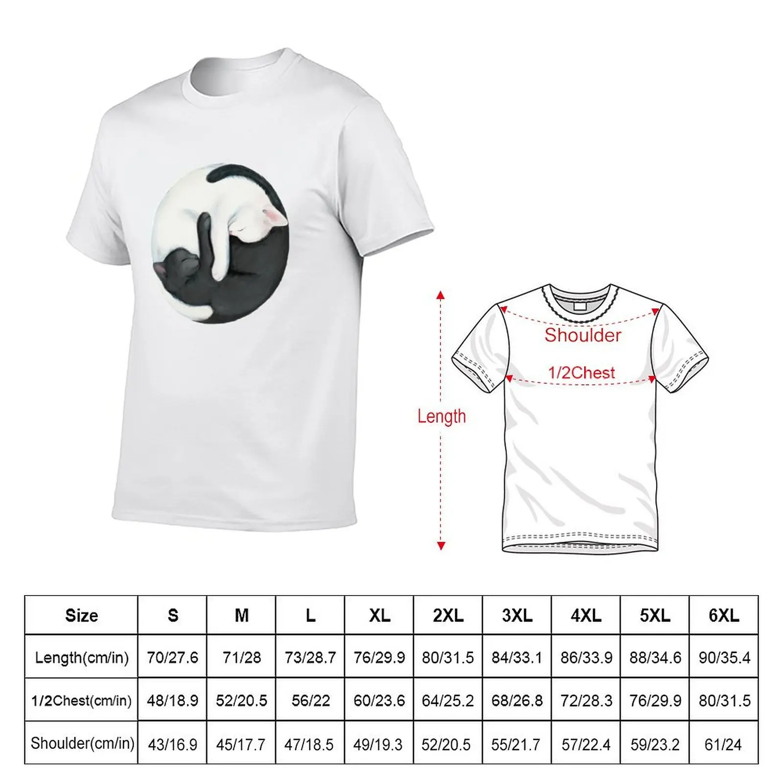Yin Yang Balancing Cats T-Shirt Plus Size Simple Casual Top