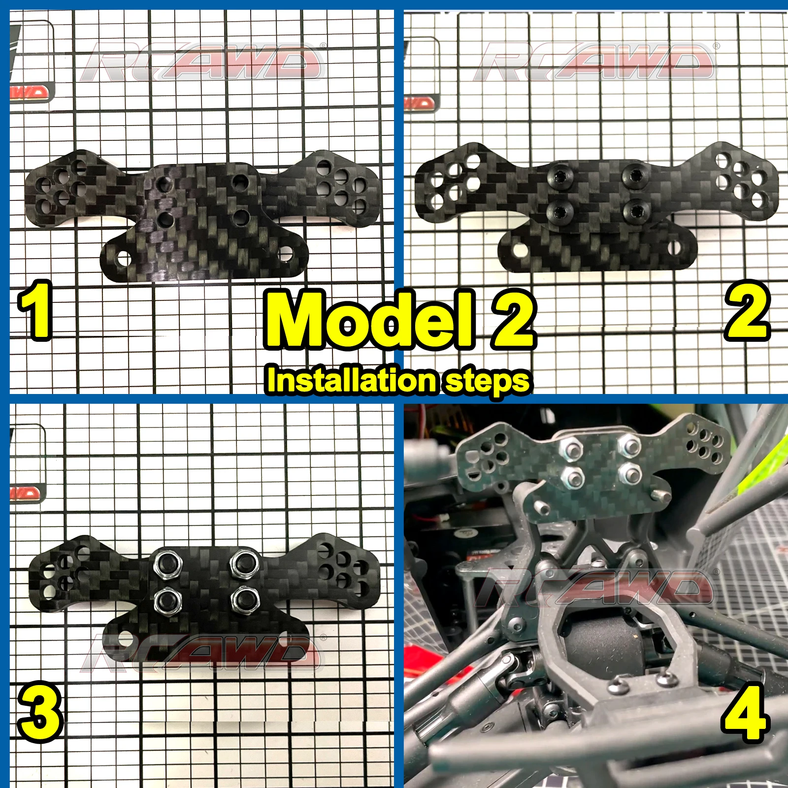 Amortyzator przedni z włókna węglowego przedłużony skok wstrząsów dla 1-10 Losi Baja Rey/Hammer Rey RC car Upgrded część