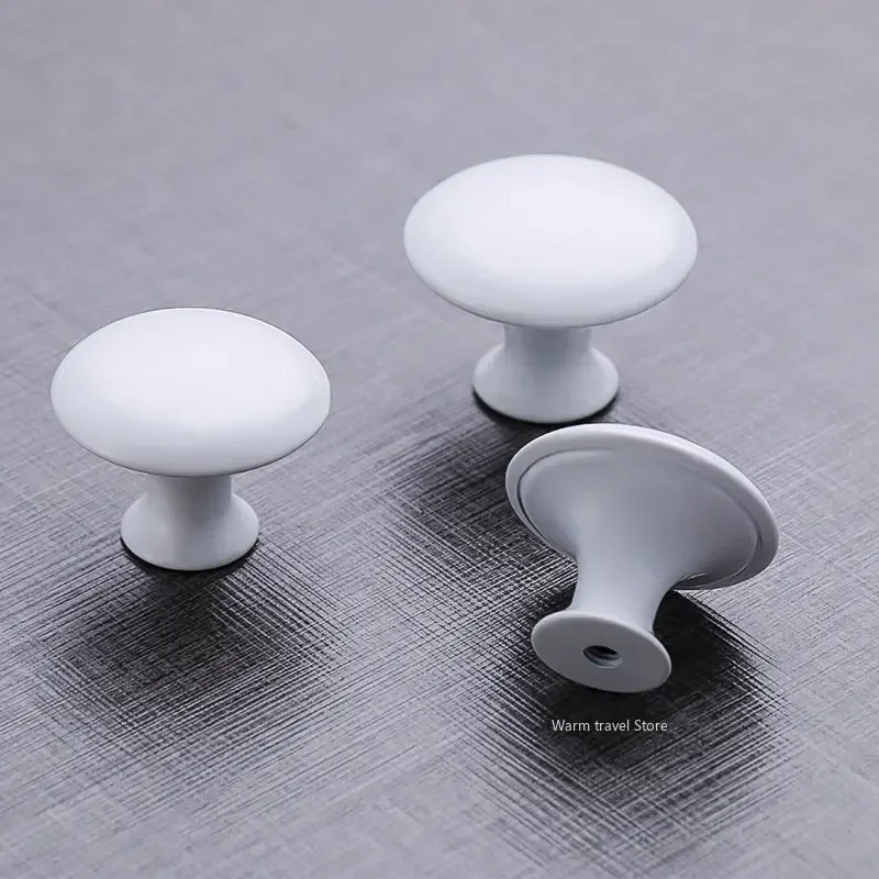 Mushroom Porcelain Single Hole Handle, European Cabinet Drawer, Round Stainless Steel, Moderno e Simples, Branco e Preto