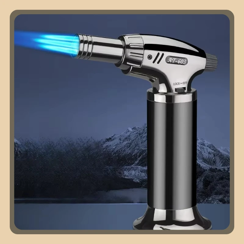 Encendedor de llama de chorro de potencia de fuego grande, encendedor de Gas butano de tres fuego, barbacoa al aire libre, cocina, soplete de soldadura, pistola de llama, herramienta para cigarrillos