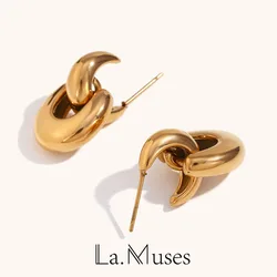 La.Muses C-type U-shaped Splicing Stainless steel Women's Earrings Waterproof Fashion Design Women's Simple Jewelry Gift