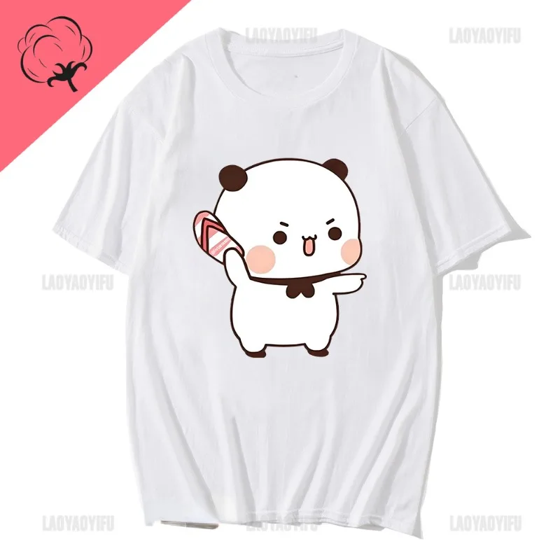 Lovely Bubu Is Throwing Flip-flops At Dudu Since He Teases  T Shirt Bear Tshirt Kawaii Women Clothes Men Tops Graphic