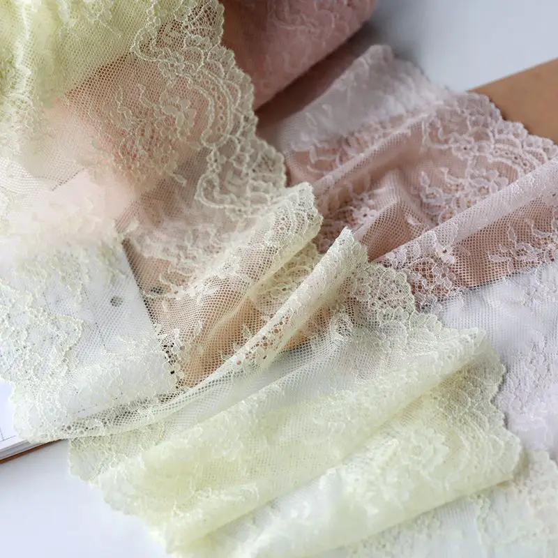 

20Meters Stretch Lace Trim Pink Yellow Lace Mesh Tulle Lace for Women Bra Lingerie
