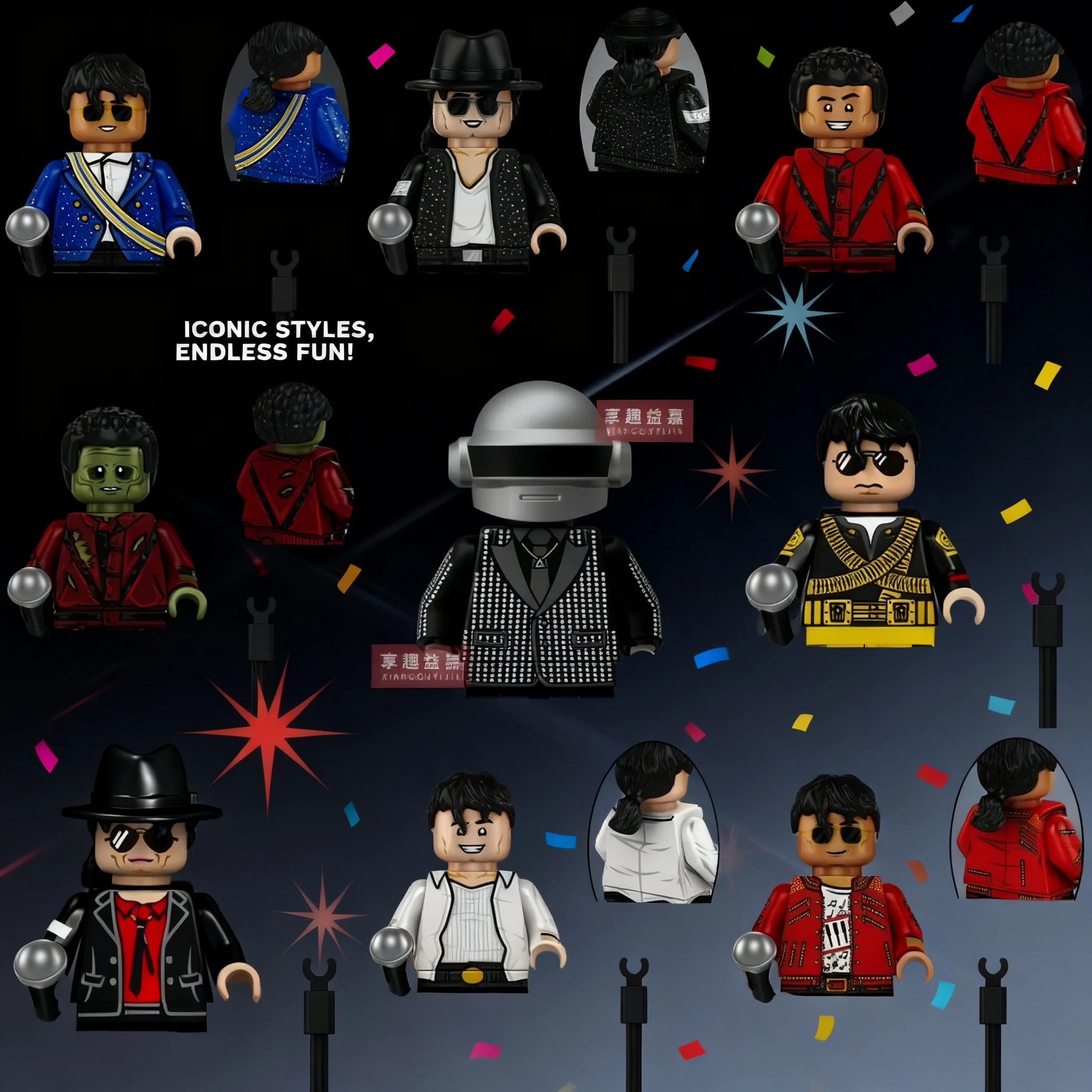 Boneco de Montar Michael Jackson: Miniatura Moonwalker com Traje Thriller – Brinquedo Colecionável para Fãs e Presentes