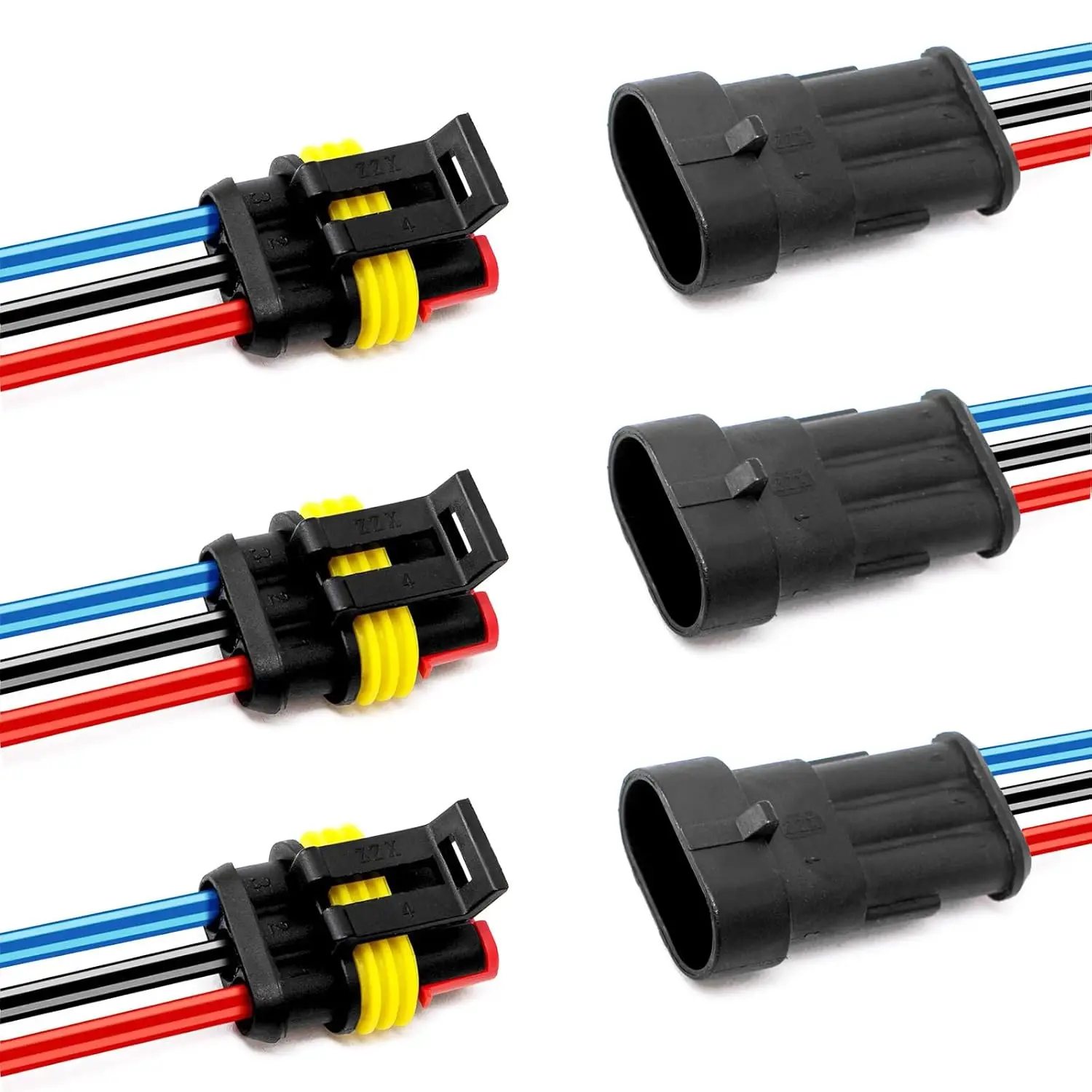 Conectores de fio elétrico de 3 pinos, tomada macho e fêmea, desconexão rápida, à prova d'água, terminais para carros automotivos e caminhões