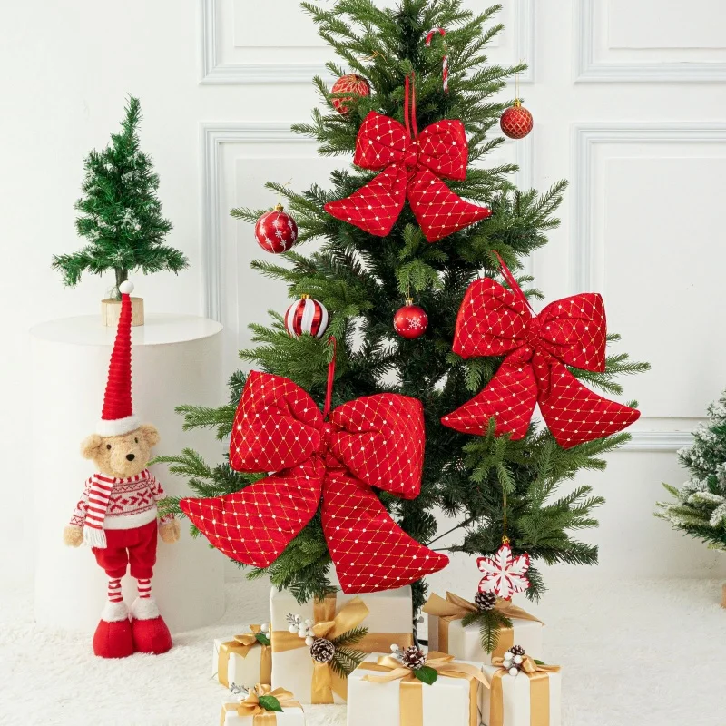 

1Pcs Christmas Decoration Hanging Classic Christmas Tree Bow Velvet Bow Elegant Christmas Bow For Garlands Mantels Home Decor