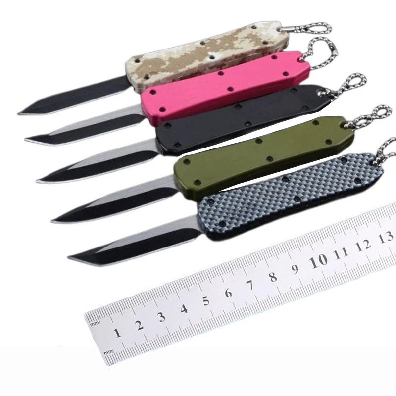 Mini Keychain Buckle Knife Side Dual Action 440 Blade Tactical Pocket Folding Hunting Camping Fishing EDC Survival Tool Knives