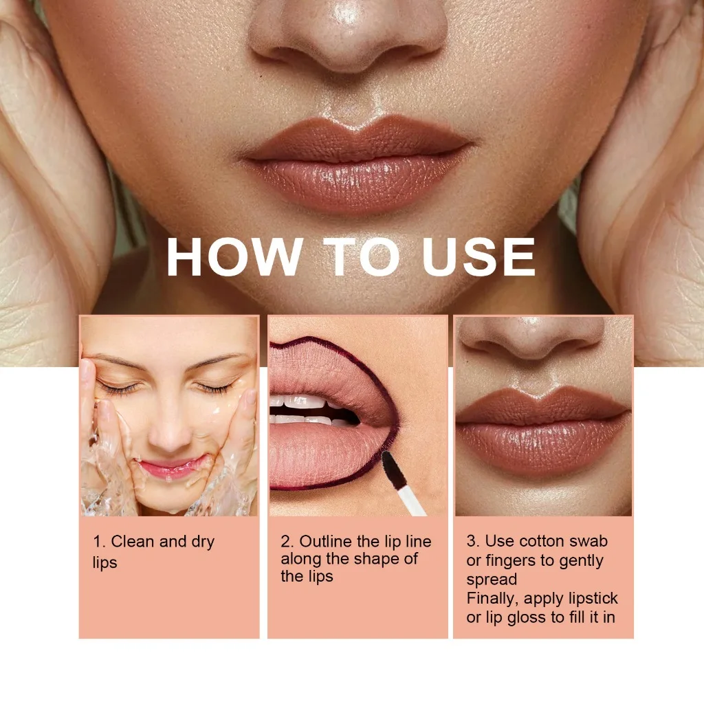 3 colori Peel Off Lip Liner Tattoo Lipgloss Impermeabile a lunga durata Matte Lip Ink Lip Tint Sexy Red Brown Contour Lipliner Trucco