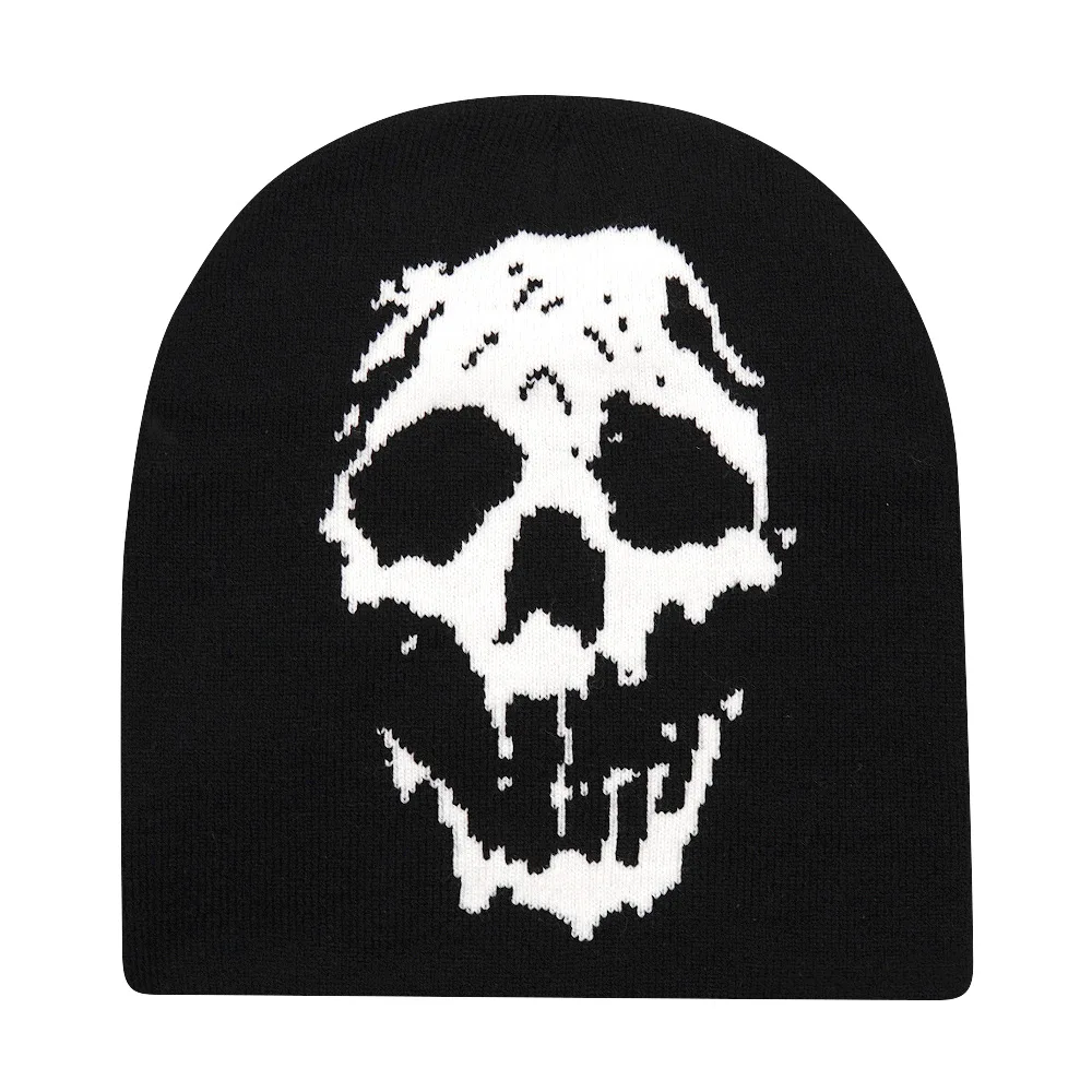 Halloween Funny Skull Print Y2K Winter Warm Knitted Hat Skullies Beanies Men Women Beanie Cargo Cap Kanye Unisex Outdoor Gorras