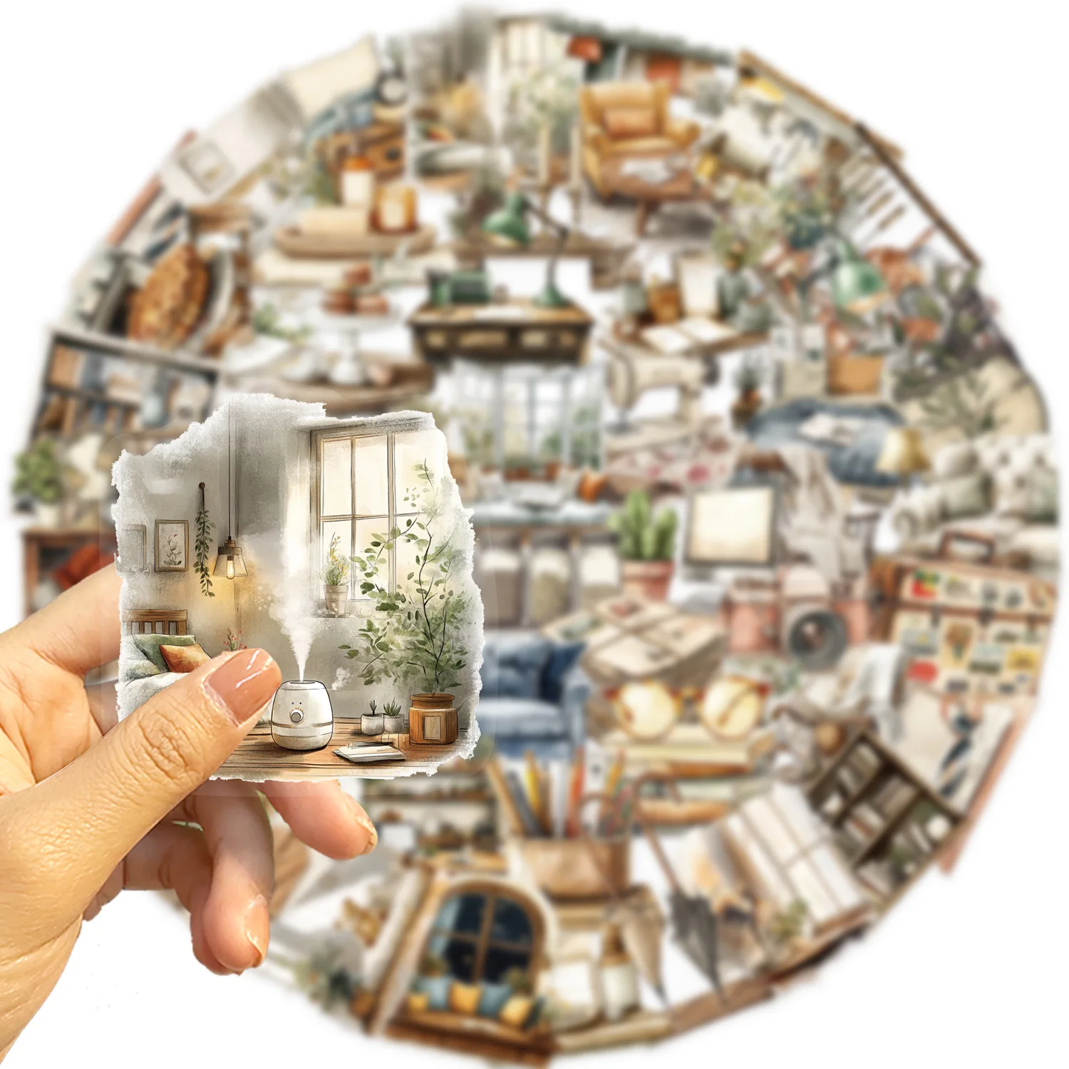 50PCS Transparent Sticker Cartoon Home Art Stickers Graffiti Stickers DIY Diary Phone Case Handmade Scrapbook Aesthetic Stickers image 2