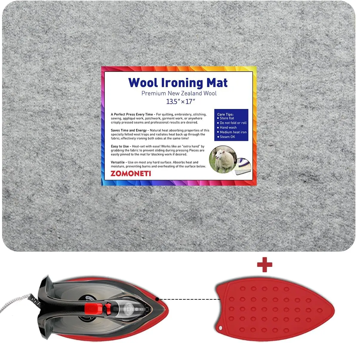

17" x 13.5" Wool Pressing Mat for Quilting, Sewing, Ironing Board Pad, 100% New Zealand Felted Wool