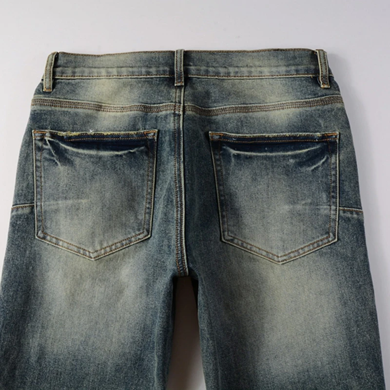 الرجال الجينز خمر غسل المياه الدنيم السراويل أوروبا أمريكا اليومية عارضة تمتد مستقيم الساق السراويل نحيل الجينز للجنسين