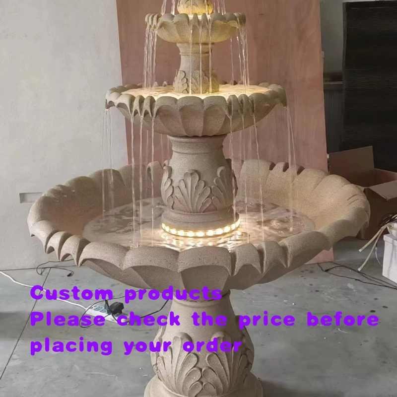 custom.Chen Yishi European Three-Layer Ivory Mid-Modern Garden Waterfall Outdoor Indoor Waterfall Decoration Luxury