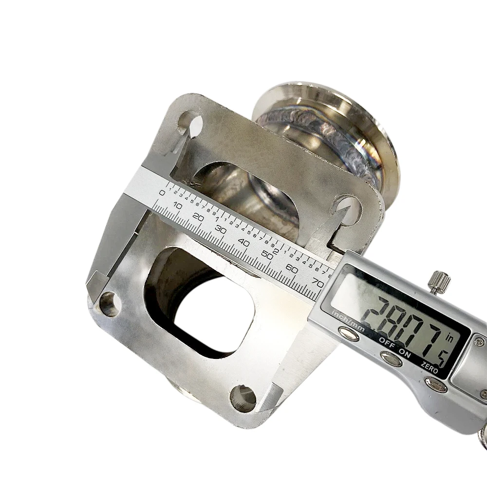 Turbo Charger Flange Y Elbow Conversion T4 4-Bolt to Twin 2.5" V-Band, Stainless Steel 5