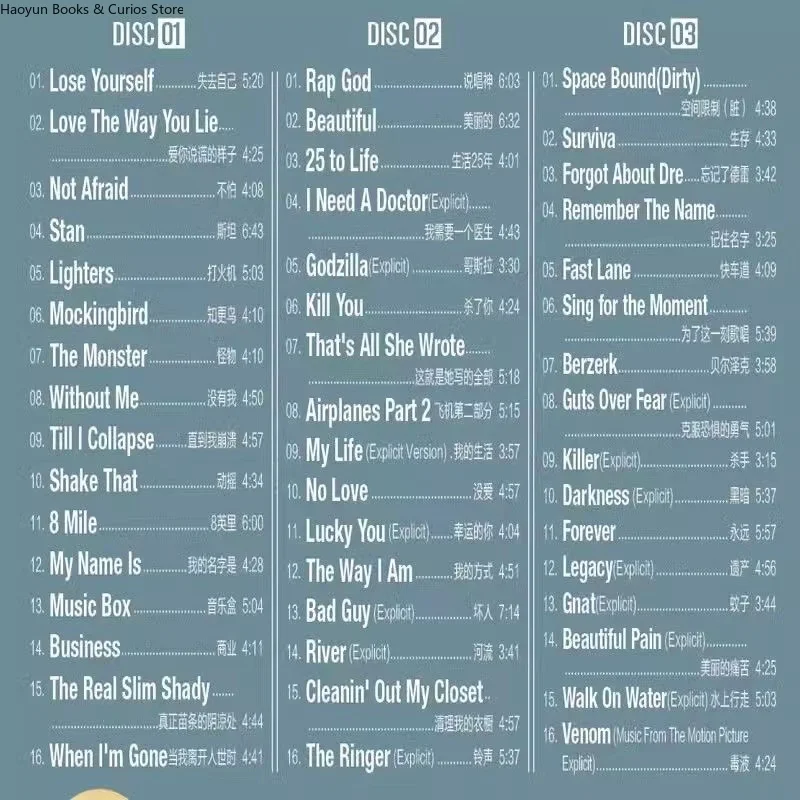 3 CD, album Eminem na CD, Car Play - muzyka hip-hopowa rapowa na system audio samochodowy, płyty CD, hip-hop, darmowa wysyłka