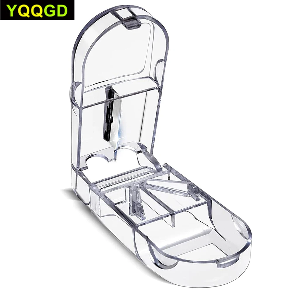 Pill Cutter Box Portable Drug Box Tablet Cutter Splitter Medicine Pill Holder Pill Cutter Box