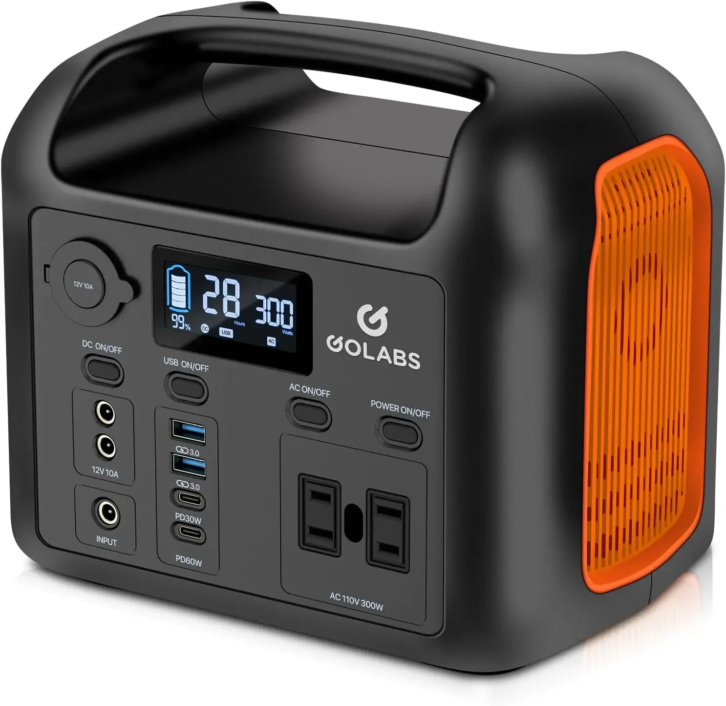 

GOLABS Portable Power Station, 299Wh LiFePO4 Backup Battery 300W Pure Sine Wave AC (600W Peak) Car Outlets PD 60W QC3.0