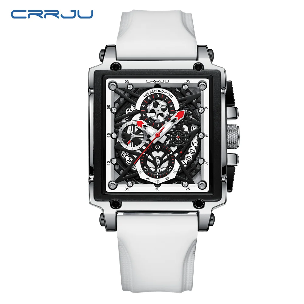 CRRJU Fashion Men Watch Top Brand Luxury Waterproof Sport Mens Watches Silicone Automatic Date Military Wristwatch