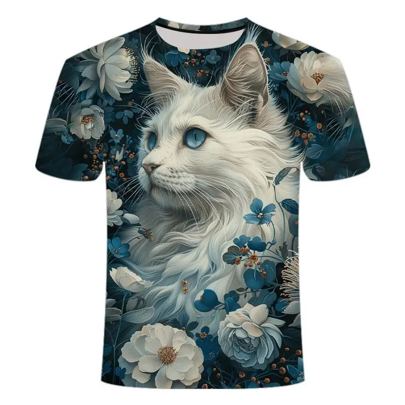 I vestiti estivi più venduti Serie di gatti creatività stampata in 3D con simpatici modelli di animali Maglietta per bambini Camicie da uomo T-shirt da donna