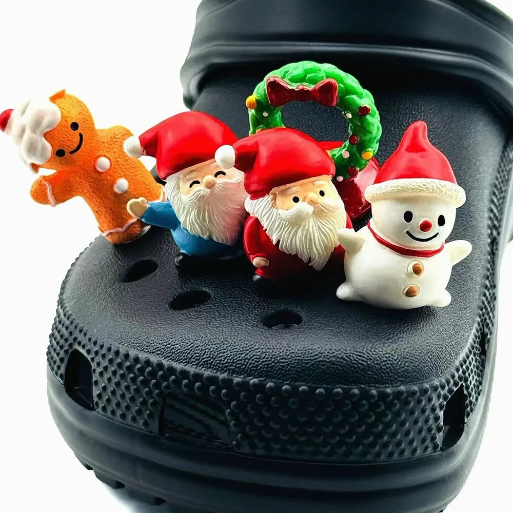 7PCS Shoe Charms for Christmas Set Accessories Hole Shoe Buckle Resin Santa Claus Snowman DIY 3D Shoes Decorations Party Gift