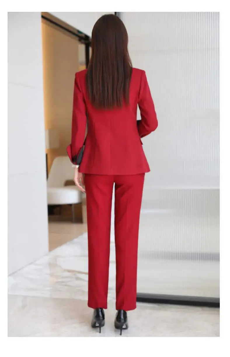 Completo da donna Set 2 pezzi Blazer solido pantaloni pantalone formale per ufficio Lady pantaloni Casual eleganti giacca femminile Slim Fit