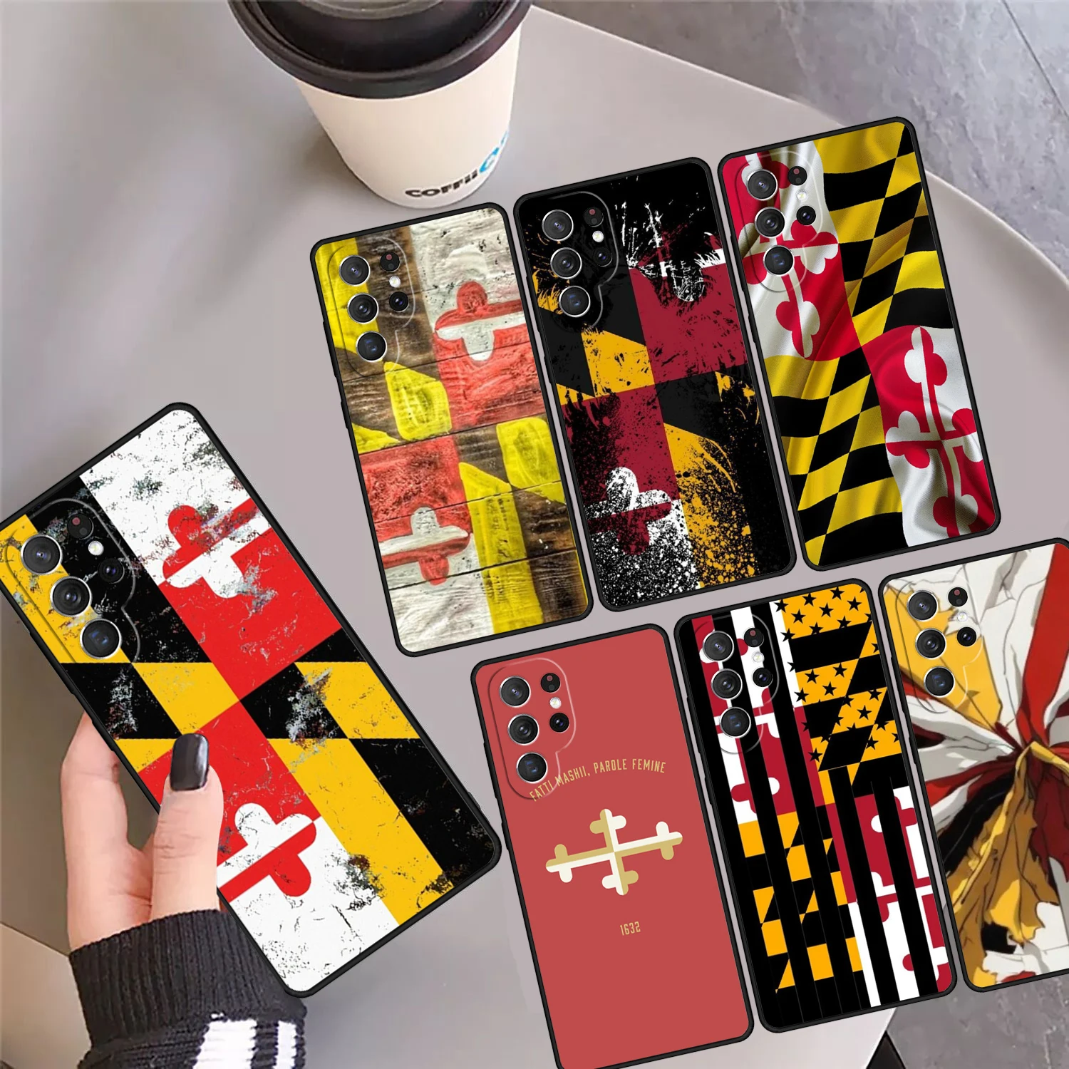 Maryland State Flag Phone Case Cover Coque For Samsung Galaxy S24 Ultra 23 S22 Plus S21 FE S20 S8 S9 S10 Note 10 Pro Note 20