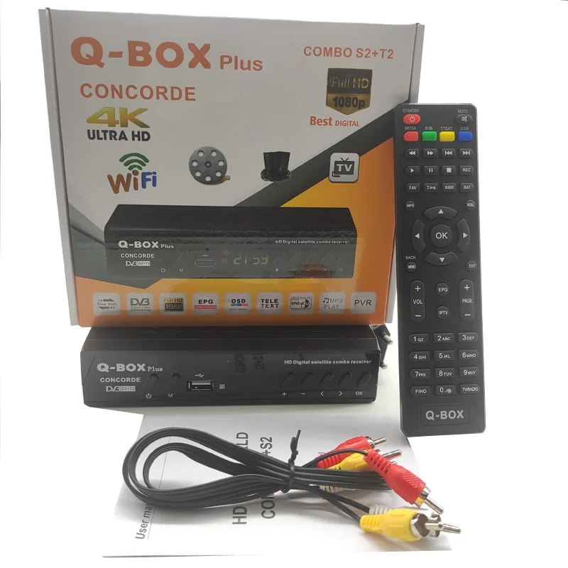 QBOX Plus DVB T2 S2 Combo Satellite TV Receiver H264 1080P Full HD Digital TV Decoder Time Shift EPG OTA Smart Set Top Box