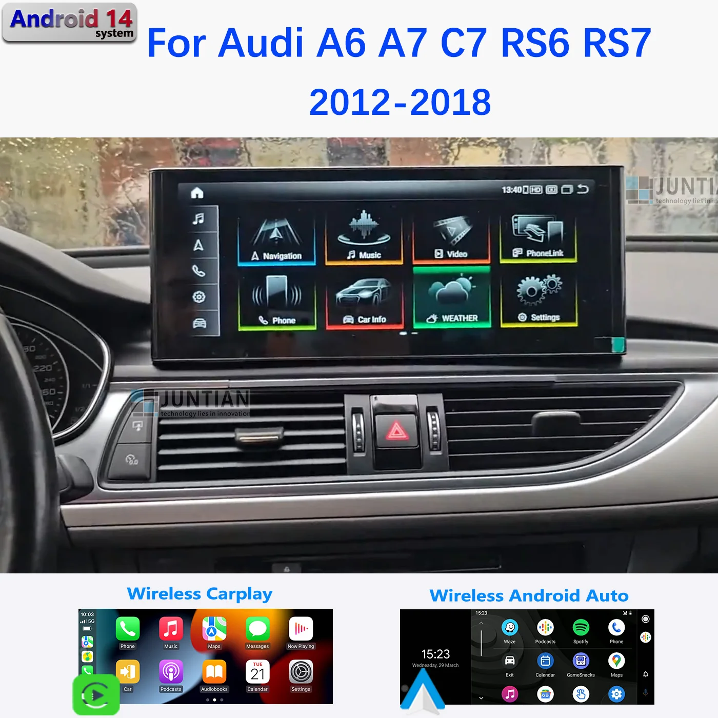 

Android Screen For Audi A6 C6 RS6 A7 C7 RS7 2011-2018 Wireless CarPlay Android Auto Airplay Car Radio stereo Multimedia Player
