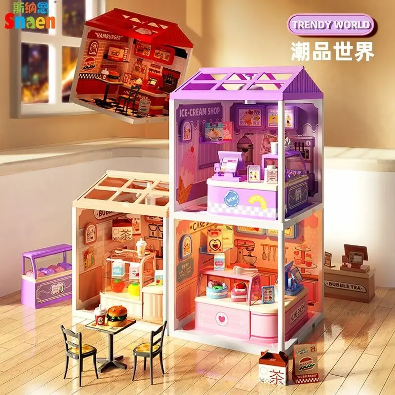 

Пластиковые кукольные домики серии Super Creator для детей, магазин вкусового мороженого