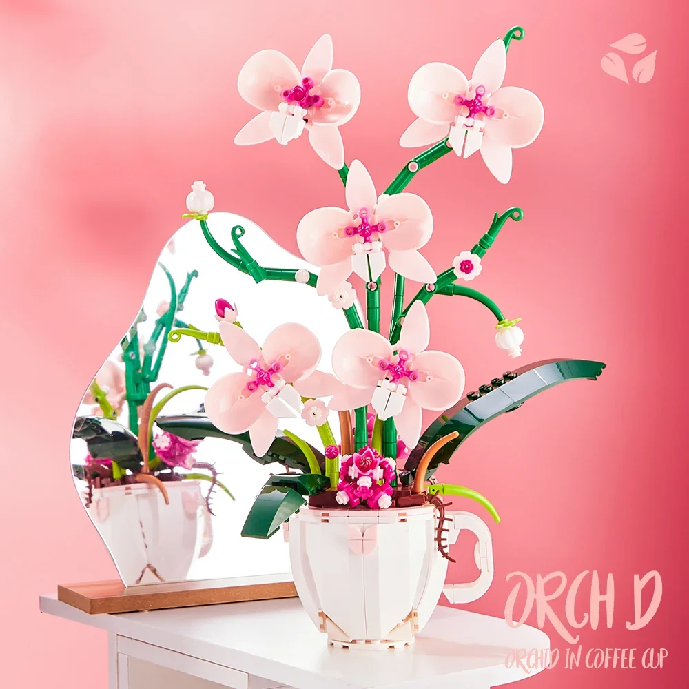 

567PCS Pink White Orchid Building Blocks Creative Immortal Flower Diy Model Bricks Desktop Decoration Toys For Kids Holiday Gift